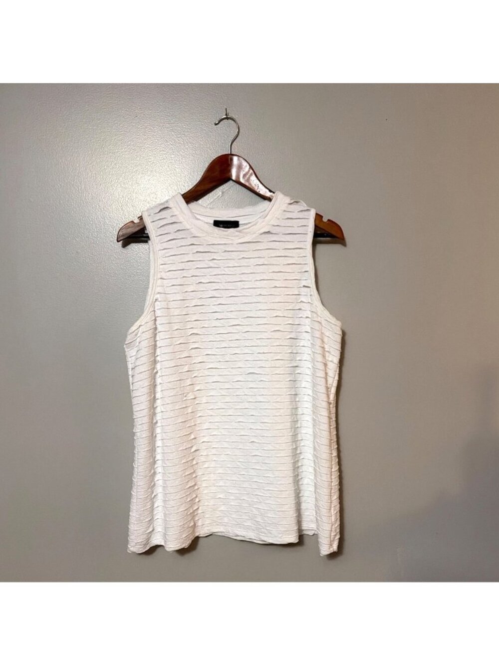 AB Studio Womens Textured White Sleeveless Top XL Casual Lightweight Tank